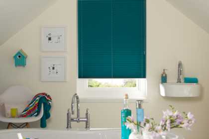 blue pleated blinds
