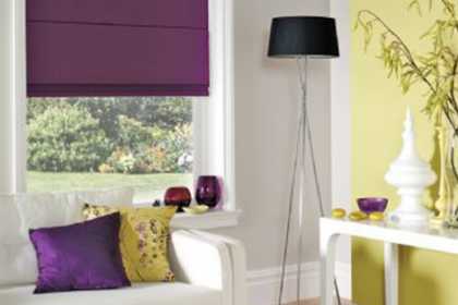 purple roman blinds